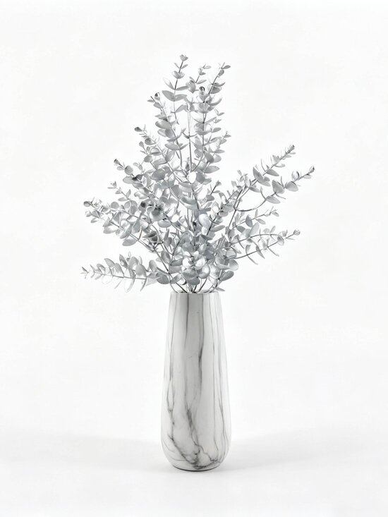 Other - Silver florals with Marble Fluted Vase.